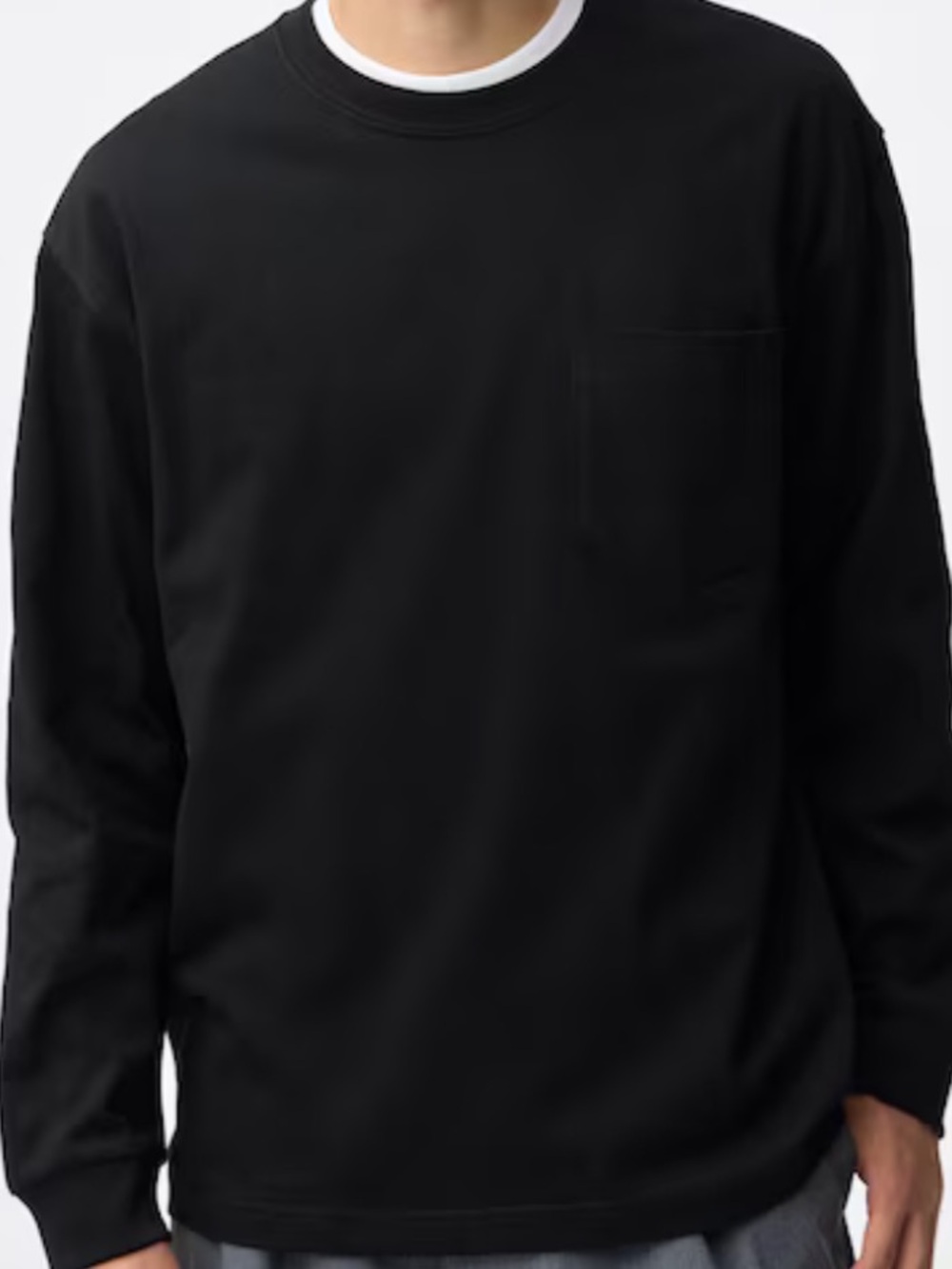 GU Black Heavy Weight Crew Neck Long Sleeve T-Shirt NWT